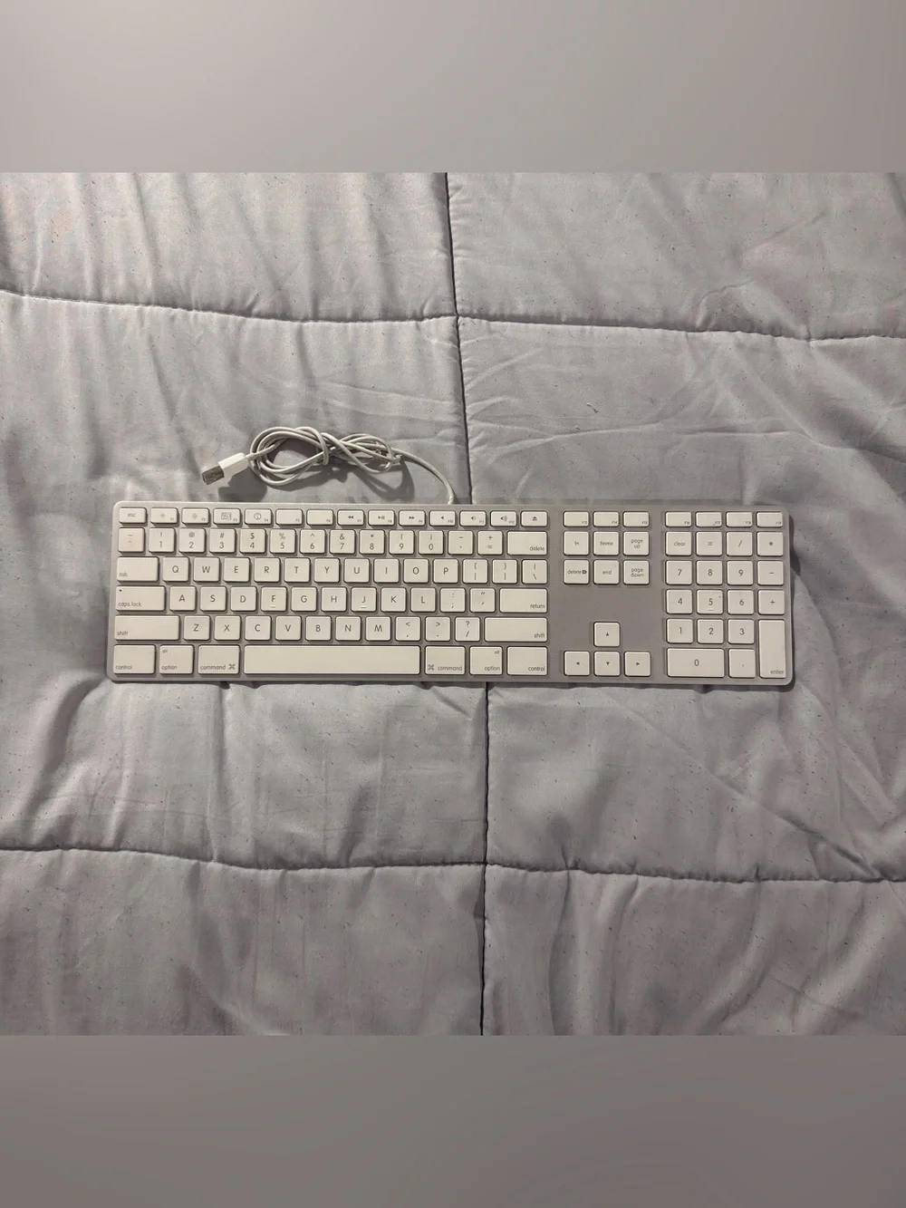 Genuine Apple Keyboard Wired A1243 White Slim Keyboard W/ Numeric Keypad TESTED